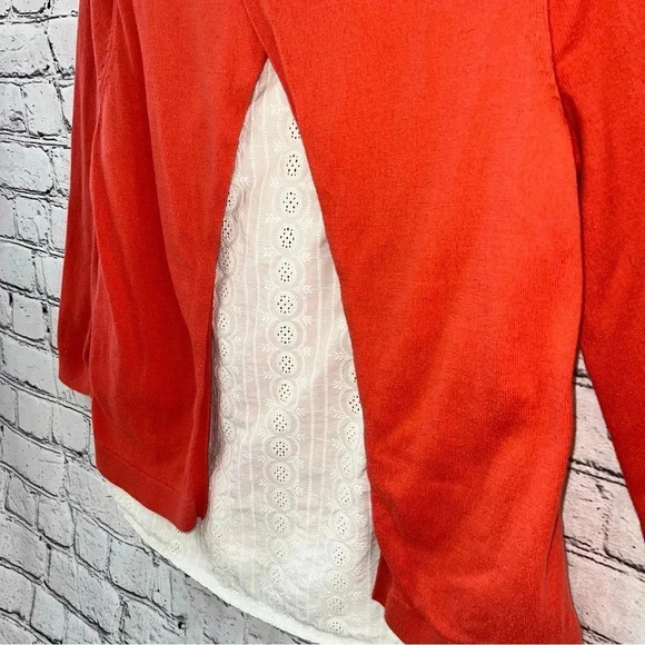 Boden Women’s Mixed Media Crew Neck Sweater with Built in Eyelet‎ Blouse Small - Picture 6 of 10